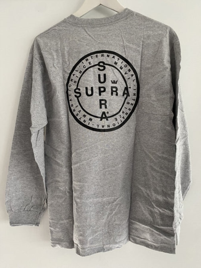 Supra Cross Seal Long Sleeve Tee Grey Heather